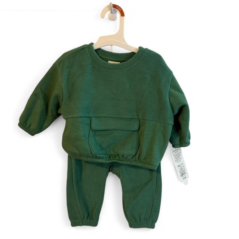 Baby Boys 2pc Green Fleece Sweatshirt and Jogger Set 6-9 months